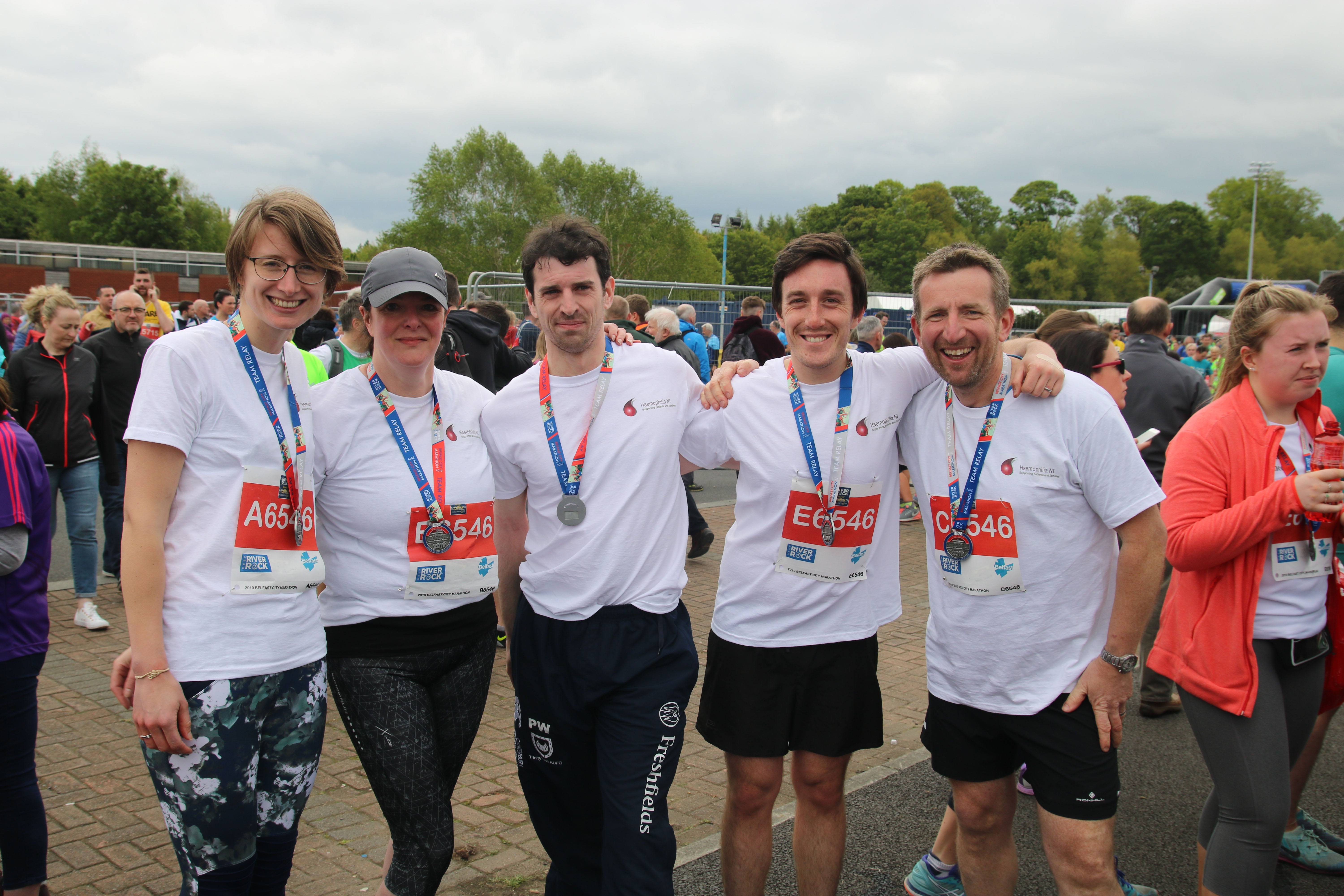The Haemophilia NI relay team: Ruth, Brigid, Paddy, William and Declan.